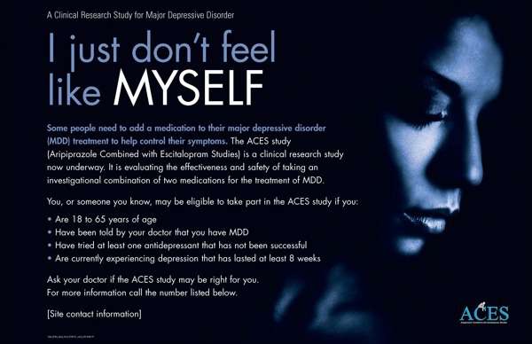 ACES Major Depressive Disorder recruitment poster on Behance