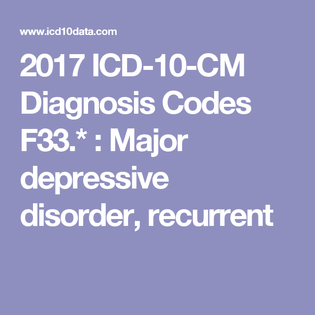 Major Depressive Disorder Icd 10 Code