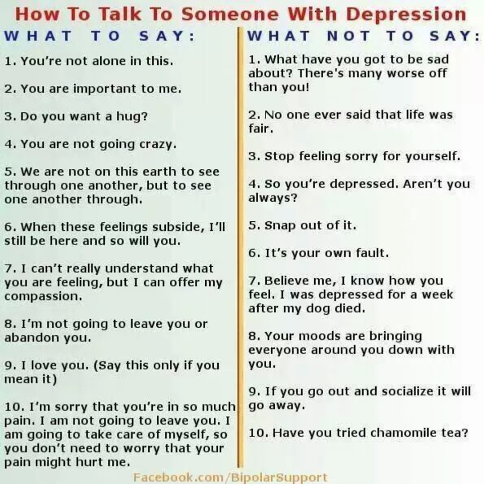 Things not to say to someone with depression ...