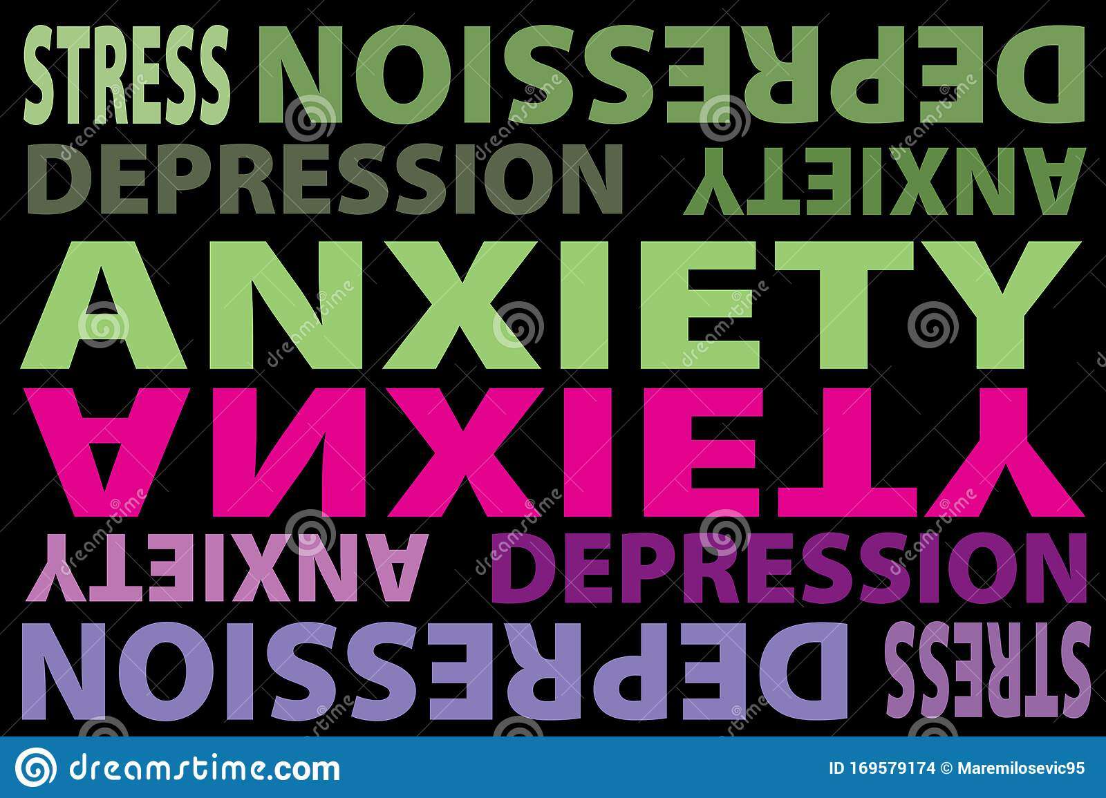 Written Words Anxiety, Depression And Stress Stock Vector ...